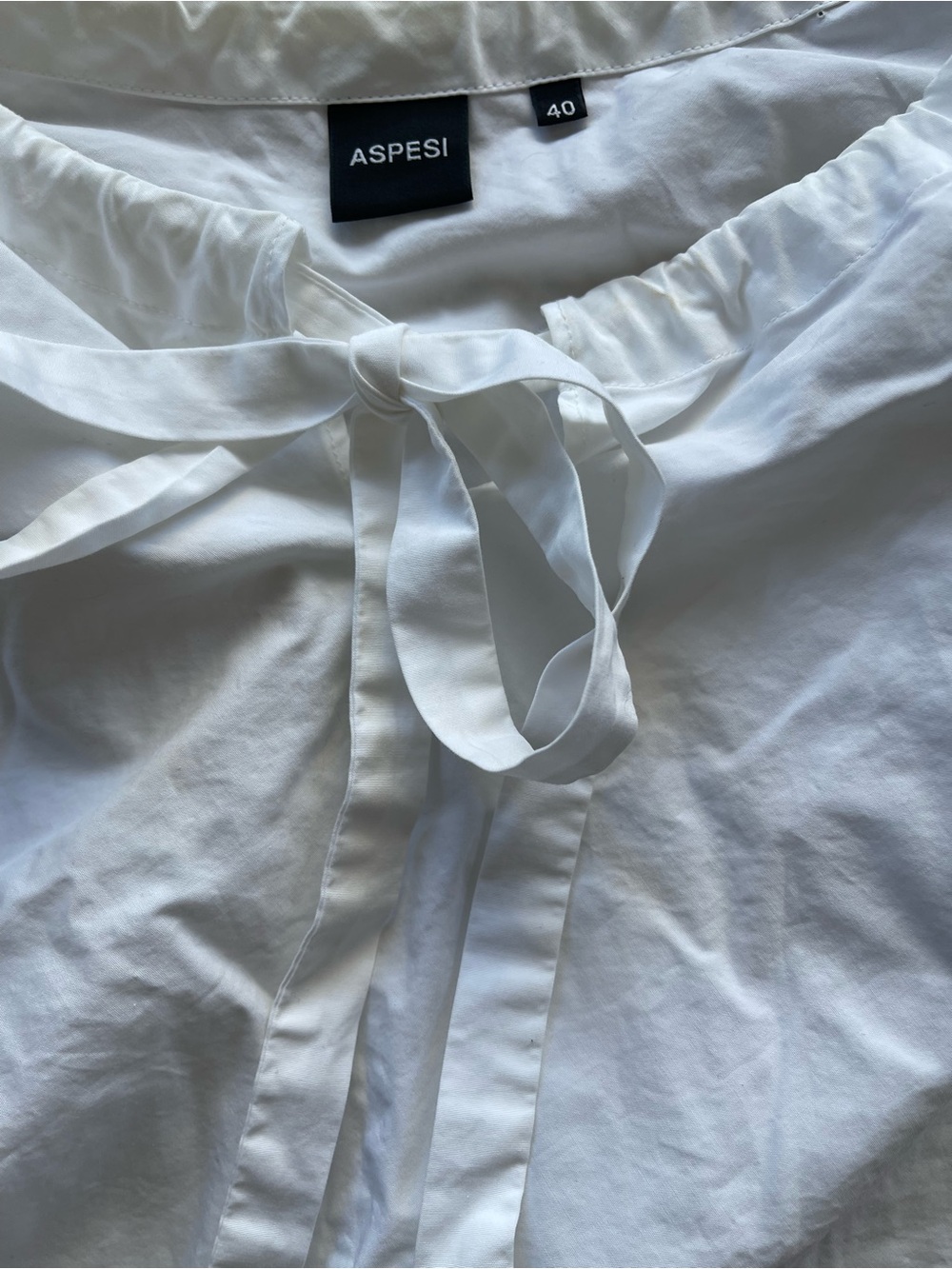 Aspesi White Off-Shoulder Balloon-Sleeve Romantic Cottagecore Tie Blouse - Picture 2 of 9